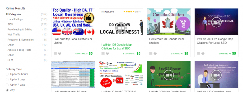 Fiverr Gigs List