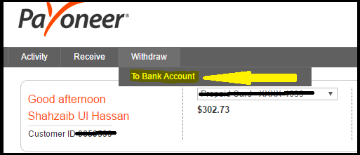 Withdraw money from Payoneer to bank