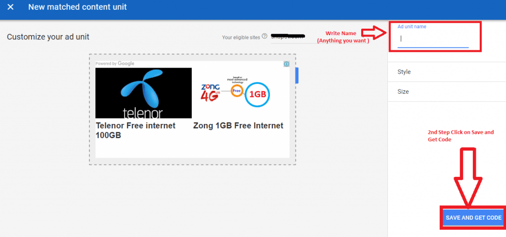 Adsense Ads setting
