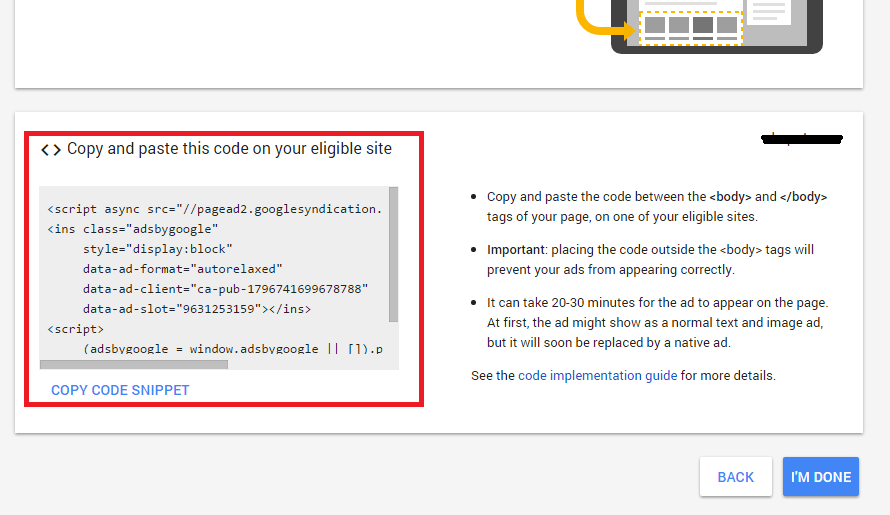 Paste Adsense Code