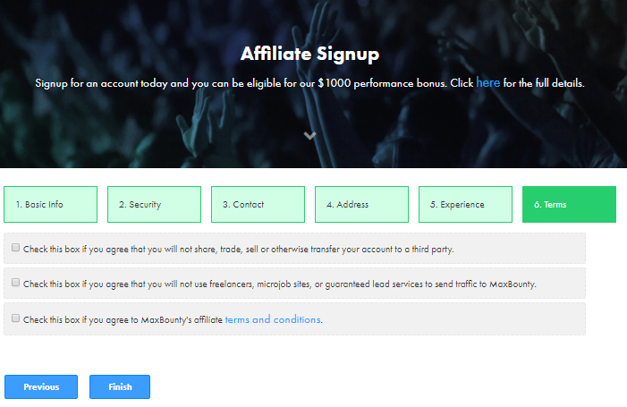 Create a Max Bounty Account Agrees the Max bounty Terms, Create a Max Bounty Account