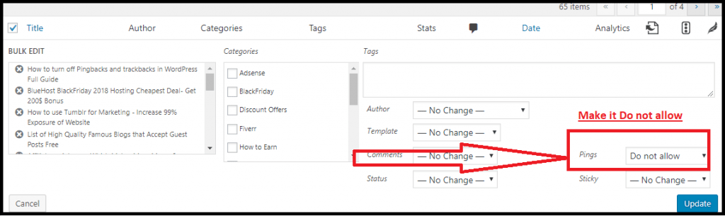 How to turn off Pingbacks and trackbacks in WordPress Easily 6 2026 Select do not allow on pings