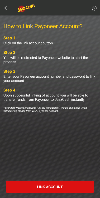 Payoneer link wit jazzcash