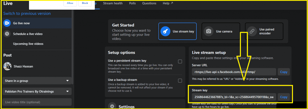 How to Come Live in Facebook Group Through OBS - Latest Complete Guide 6 2026 Copy stream Key