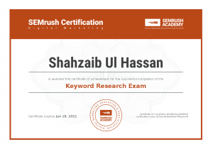 Certificate keyword research exam shazzseo 2023