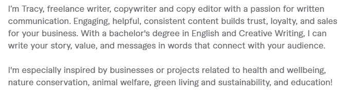 Fiverr Profile description examples